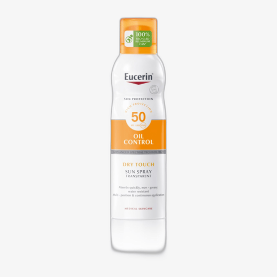 Eucerin päikesekaitse õli kontroll kuiv puudutus päikesespray SPF 50 pudel