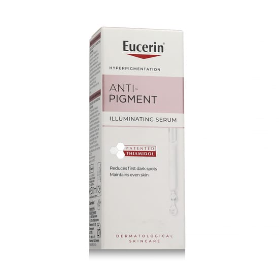 Eucerin anti-pigment skin perfecting serum bottle close-up