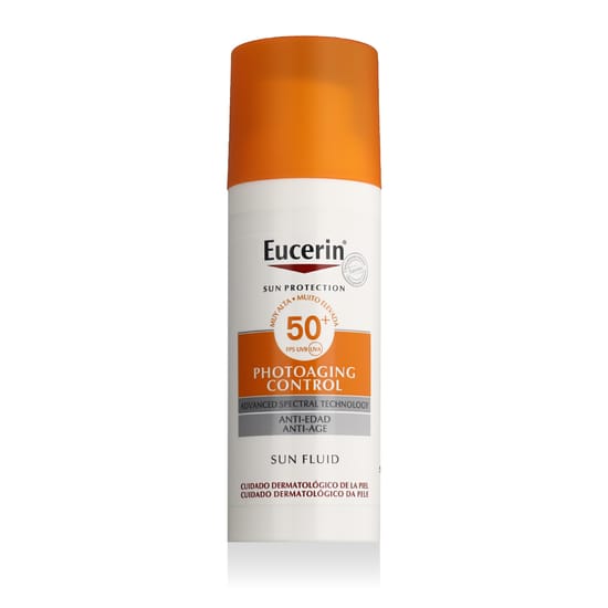 Eucerin Sun Photoaging Control SPF 50+ tuub valgel taustal