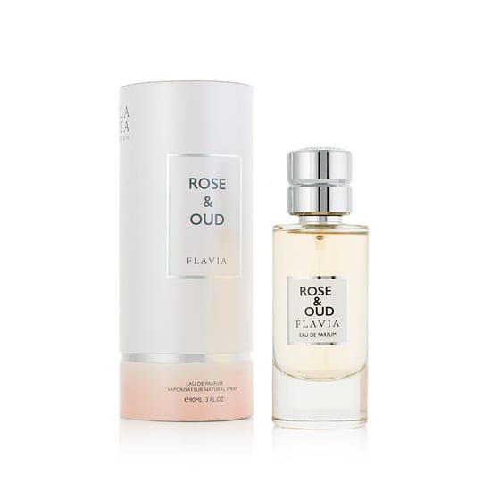 Elegantne Flavia Rose & Oud EDP pudel lähedalt vaates