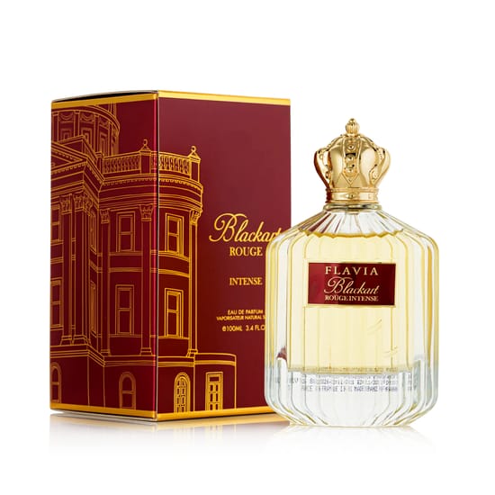 Elegant bottle of Flavia Blackart Rouge Intense EDP