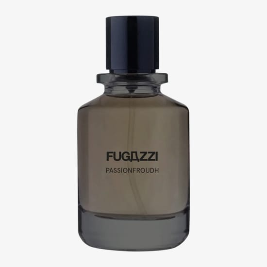 Close-up of the Fugazzi Passionfroudh EP fragrance bottle