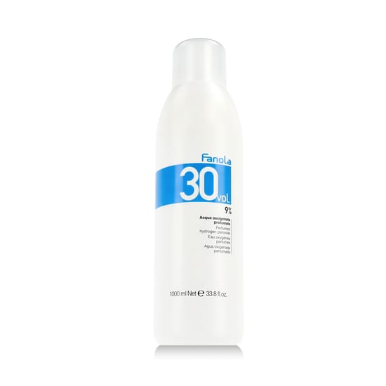 Bottle of fanola perfumed hydrogen peroxide 30vol. 9% 1000 ml