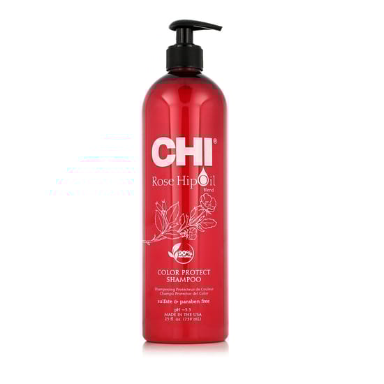 Bottle of Farouk Systems CHI Rose Hip Protecting Shampoo