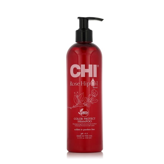 Bottle of Farouk Systems CHI Rose Hip Protecting Shampoo