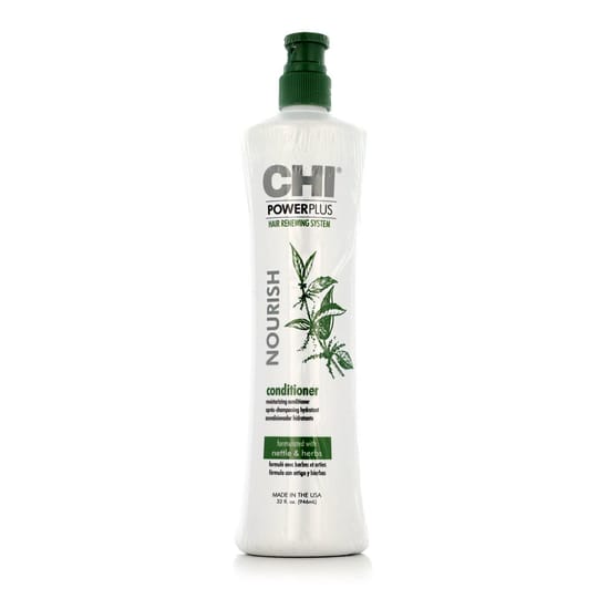 Farouk Systems CHI Power Plus Nourish Moisturizing Conditioner pudeli lähedalt