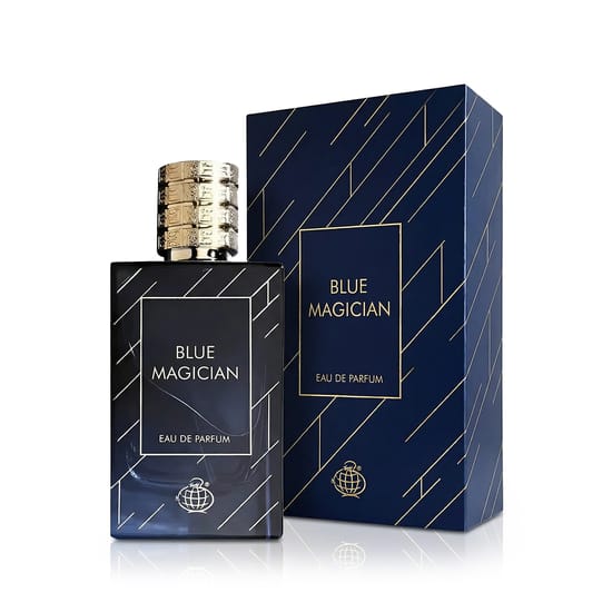 Elegant bottle of Fragrance World Blue Magician EDP