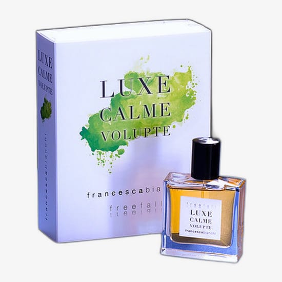 Close-up of Francesca Bianchi Luxe Calme Volupte EDP bottle