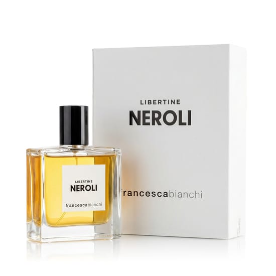 Close-up of Francesca Bianchi Libertine Neroli EP elegant perfume bottle