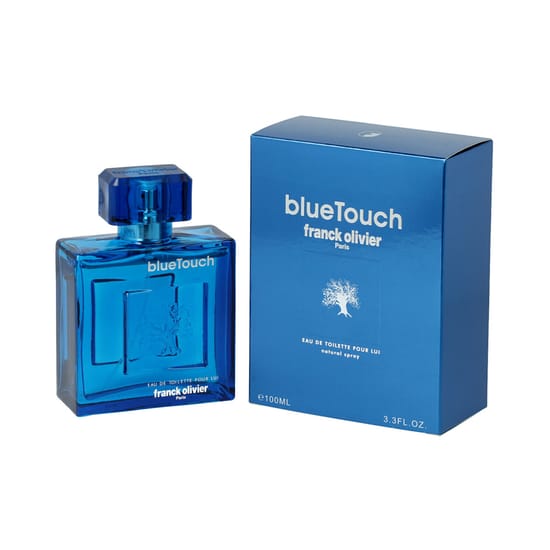 Franck Olivier Blue Touch parfüümi pudel erksas disainis