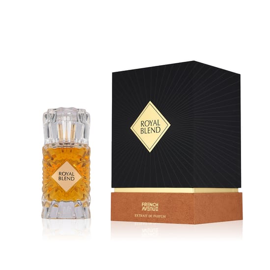Elegant French Avenue Royal Blend EP perfume bottle, minimalist and refined