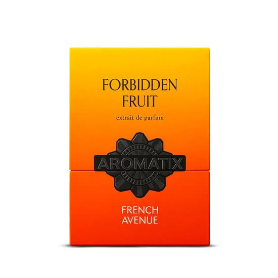 Close-up of the French Avenue Forbidden Fruit EP fragrance bottle