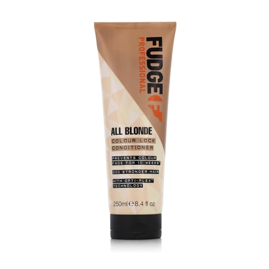 оригинальная упаковка кондиционера Fudge All Blonde Color Lock бутылка кондиционера Fudge All Blonde Color Lock крупным планом