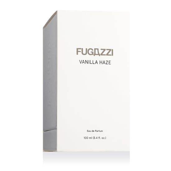 Original packaging of Fugazzi Vanilla Haze EDP Close-up of Fugazzi Vanilla Haze EDP bottle
