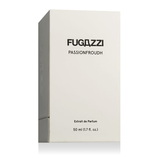 Close-up of the Fugazzi Passionfroudh EP fragrance bottle
