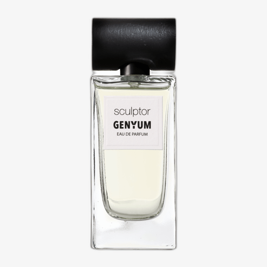 Originaalne Genyum Sculptor EDP parfüümi pakend Elegantne Genyum Sculptor EDP pudel lähedalt
