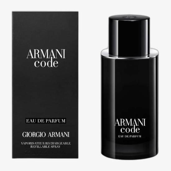 Unpacked bottle of Giorgio Armani Armani Code EDP – minimalist elegant design