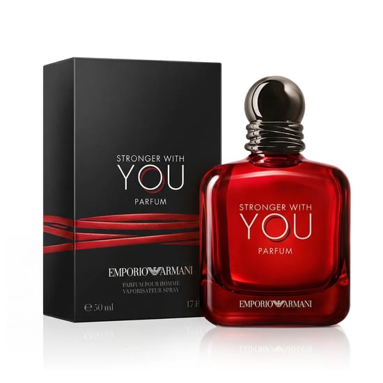 Original Giorgio Armani Emporio Armani Stronger With You Parfum packaging Giorgio Armani Emporio Armani Stronger With You Parfum bottle reflecting elegant modern style