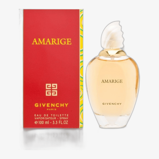 Close-up of Givenchy Amarige Eau de Toilette bottle