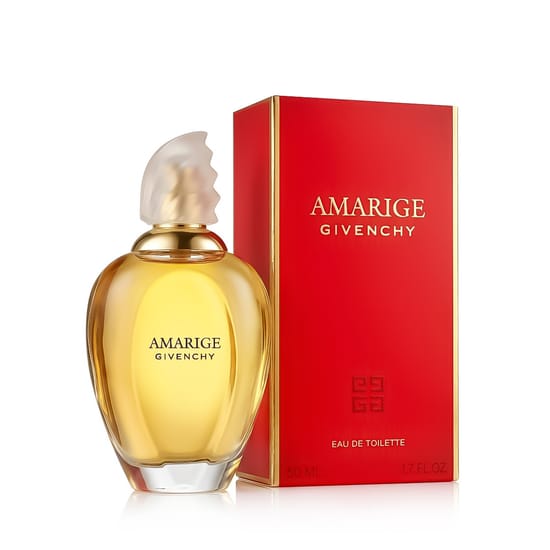 Authentic Givenchy Amarige EDT original packaging Detailed view of the Givenchy Amarige EDT fragrance bottle