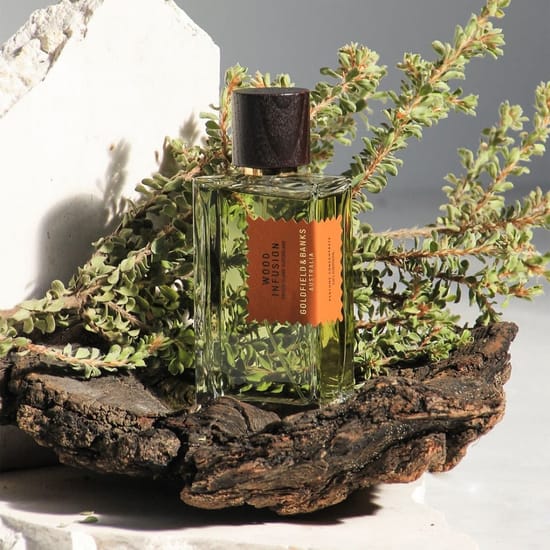 Original packaging of Goldfield & Banks Wood Infusion Parfum Elegant bottle of Goldfield & Banks Wood Infusion Parfum