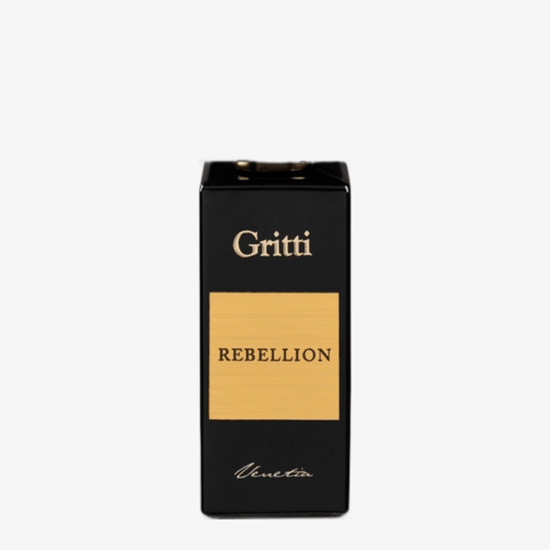 Close-up of Gritti Rebellion Parfum bottle