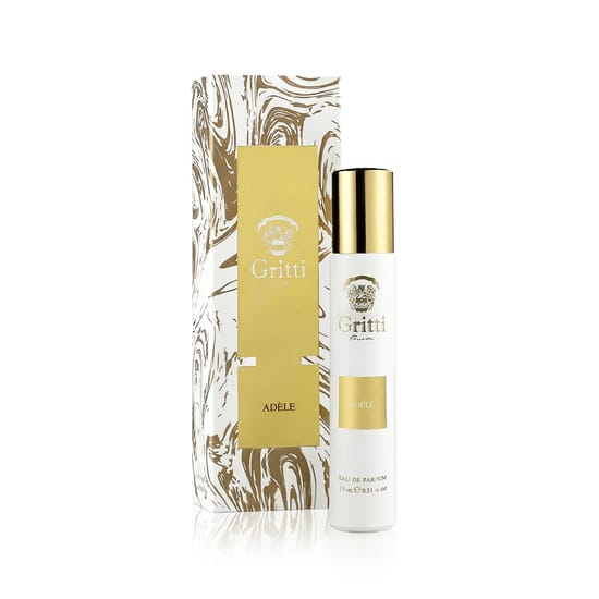 Original packaging of Gritti Adèle EDP Close-up of Gritti Adèle EDP perfume bottle