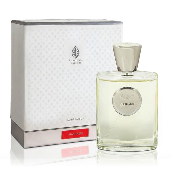 Bottle of Giardino Benessere Hashabis EDP up close