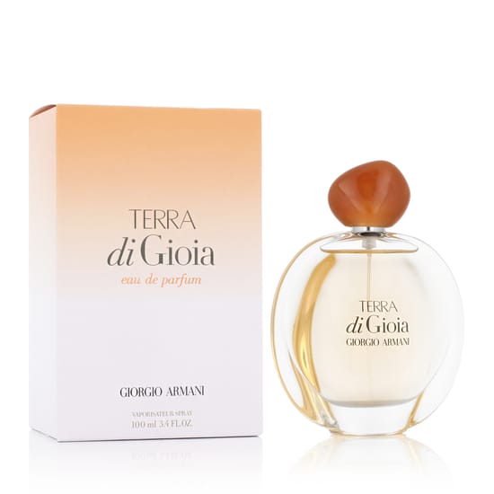 Close-up of the Giorgio Armani Terra di Gioia EDP bottle