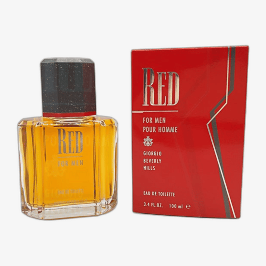 бутылка Giorgio Beverly Hills Red for Men EDT крупным планом