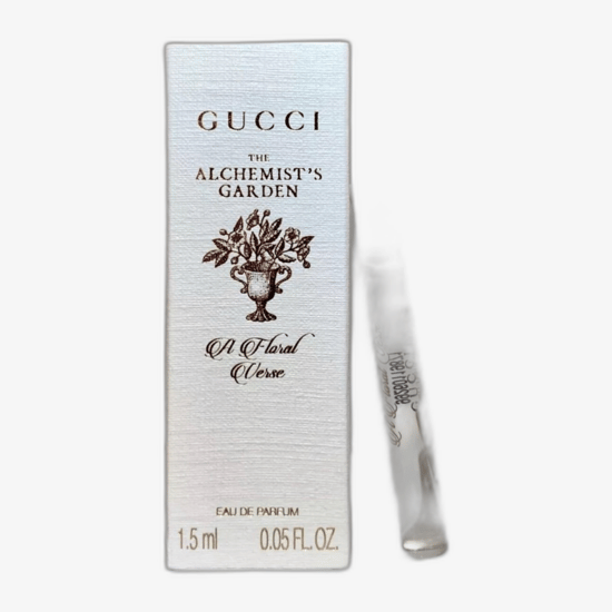 Close-up of Gucci A Floral Verse EDP bottle