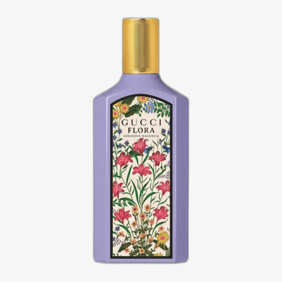 Флакон Gucci Flora Gorgeous Magnolia с изящным цветочным оформлением