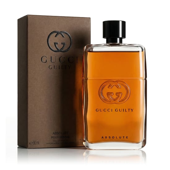 Elegant bottle of Gucci Guilty Absolute pour Homme EDP