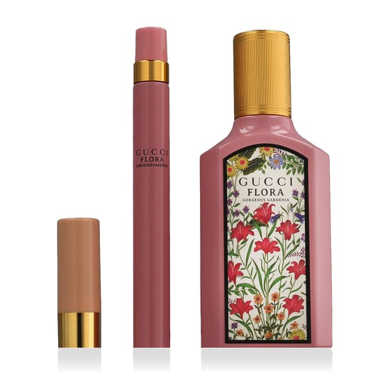 Элегантный набор Gucci Flora Gorgeous Gardenia EDP и увлажняющая помада