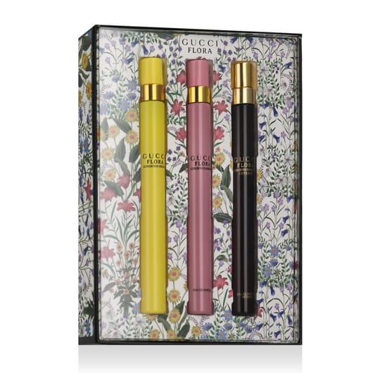 Sophisticated unisex Gucci Flora Gorgeous Trio Set, compact premium perfume bottles