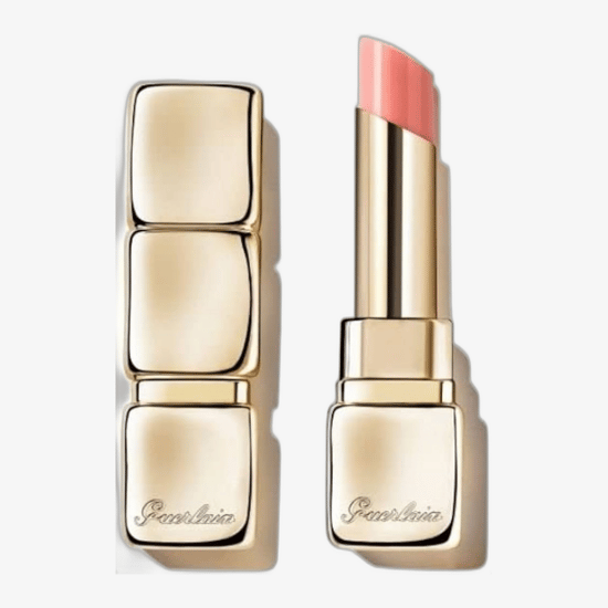 Close-up of Guerlain Kisskiss Bee Glow Lip Balm in Honey Glow Shade