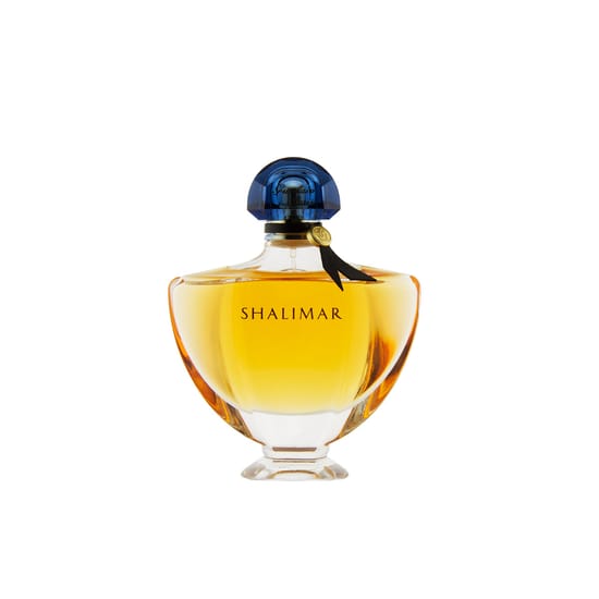 Close-up of Guerlain Shalimar EDP perfume bottle