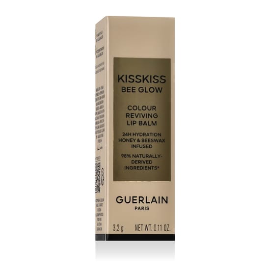Close-up of Guerlain Kisskiss Bee Glow Lip Balm in Honey Glow Shade