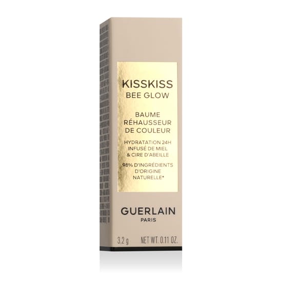 Close-up of Guerlain Kisskiss Bee Glow Lip Balm in 258 Rose Glow