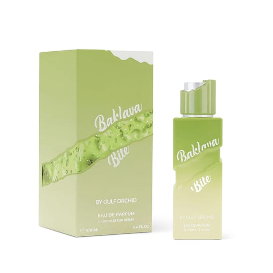 Original Gulf Orchid Baklava Bite EDP packaging Elegant bottle of Gulf Orchid Baklava Bite EDP
