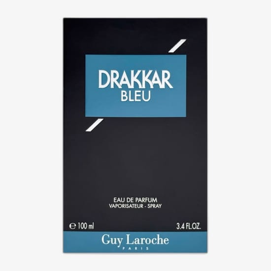 Original packaging of Guy Laroche Drakkar Bleu EDP Close-up of Guy Laroche Drakkar Bleu EDP bottle