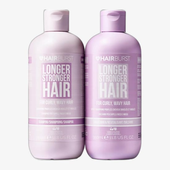 Originaalne Hairburst kihara ja laineline juukse šampooni ja palsami komplekti pakend Hairburst kihara ja laineline juukse šampooni ja palsami pudelid