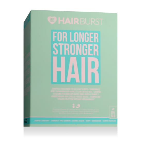 Hairburst rasusele peanahale ja juurele šampooni ja palsami pakend Hairburst rasusele peanahale ja juurele šampooni ja palsami komplekt väljapanekul