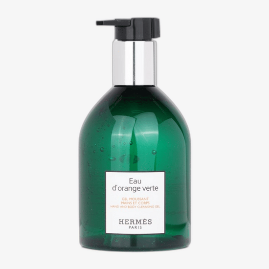 Hermès Eau d'Orange Verte puhastusgeeli pudeli lähivõte
