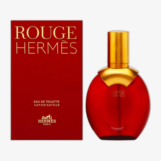 Close-up of Hermès Rouge EDT bottle