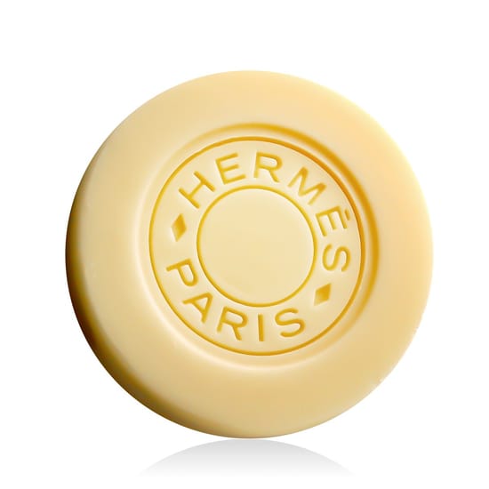 Hermès eau de rhubarbe écarlate perfumed soap packaging and texture