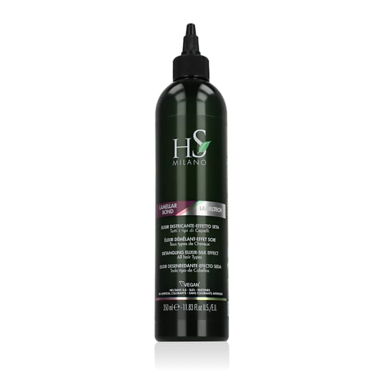 Упаковка HS MILANO Lamellar Bond Detangling Elixir Флакон HS MILANO Lamellar Bond Detangling Elixir с эффектом шелка