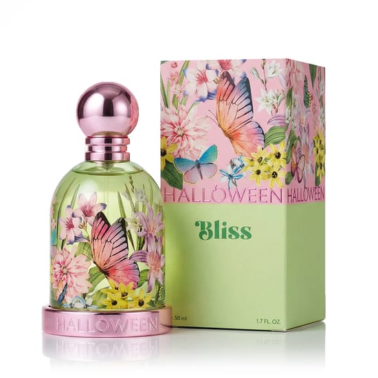 Original packaging of Halloween Halloween Bliss EDT perfume Close-up of Halloween Halloween Bliss EDT perfume bottle