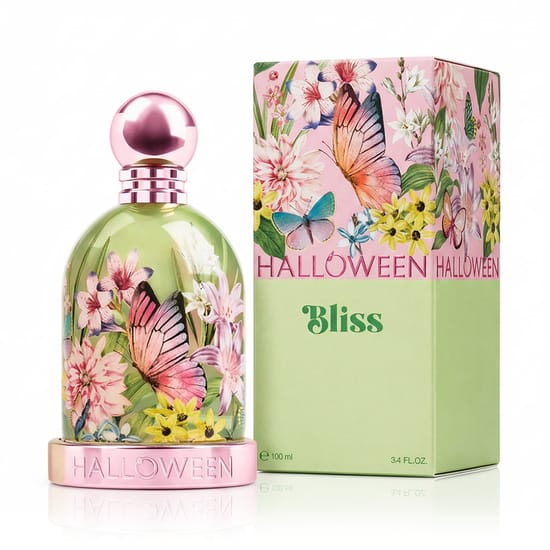 Original packaging of Halloween Halloween Bliss EDT perfume Close-up of Halloween Halloween Bliss EDT perfume bottle