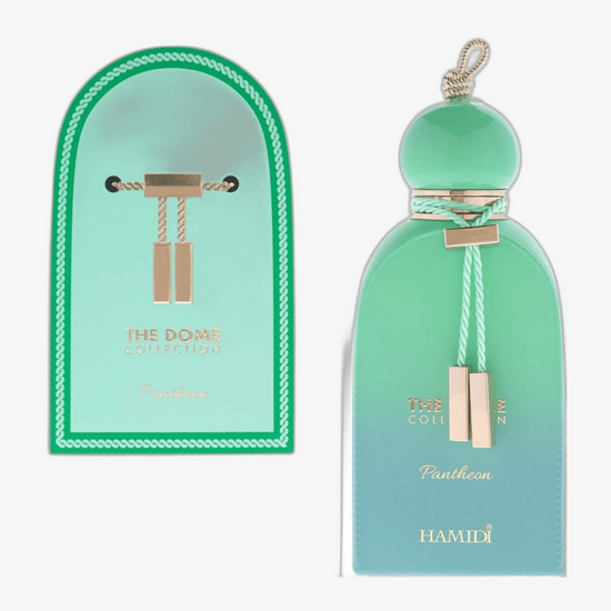 Close-up of Hamidi The Dom Pantheon EDP bottle